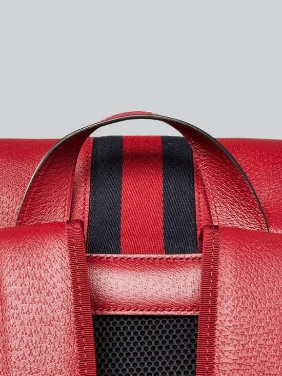 Gucci Red Leather Ophidia Medium Backpack Bag